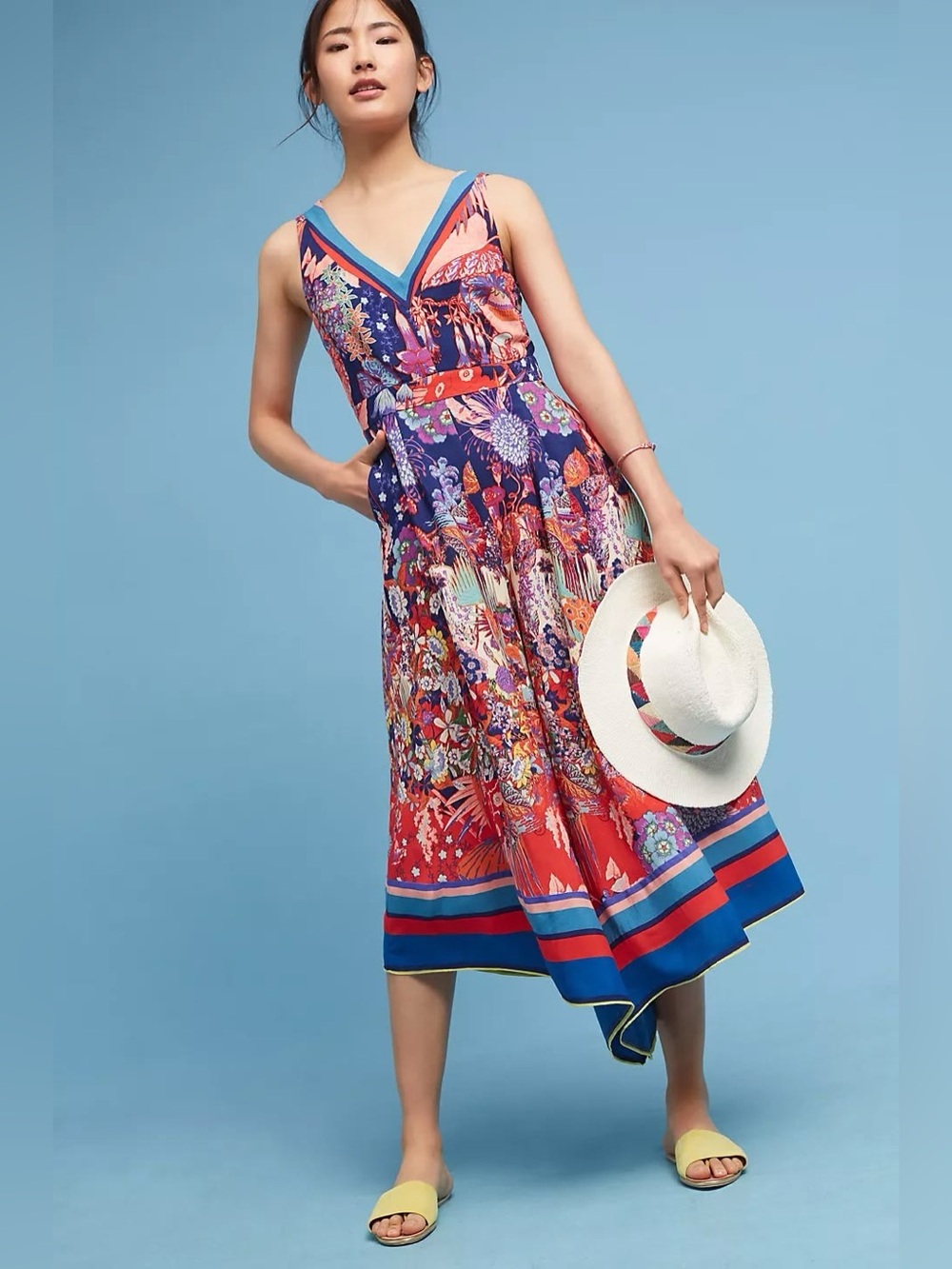 Anthropologie Maeve Iris Jumpsuit Colorful Sleeveless Pockets Size 2 Artsy Boho